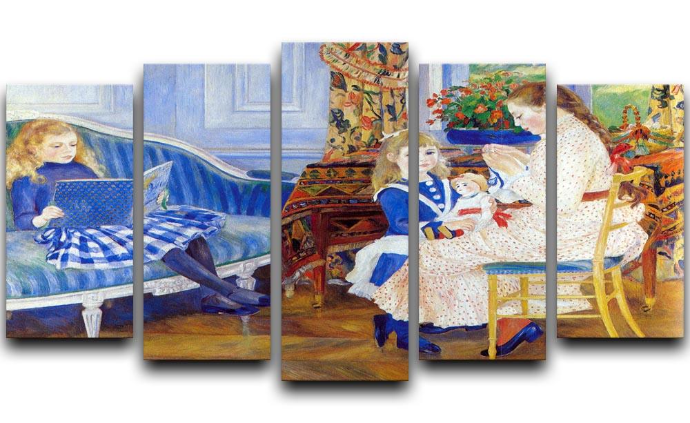 Children in the afternoon in Wargemont by Renoir 5 Split Panel Canvas  - Canvas Art Rocks - 1