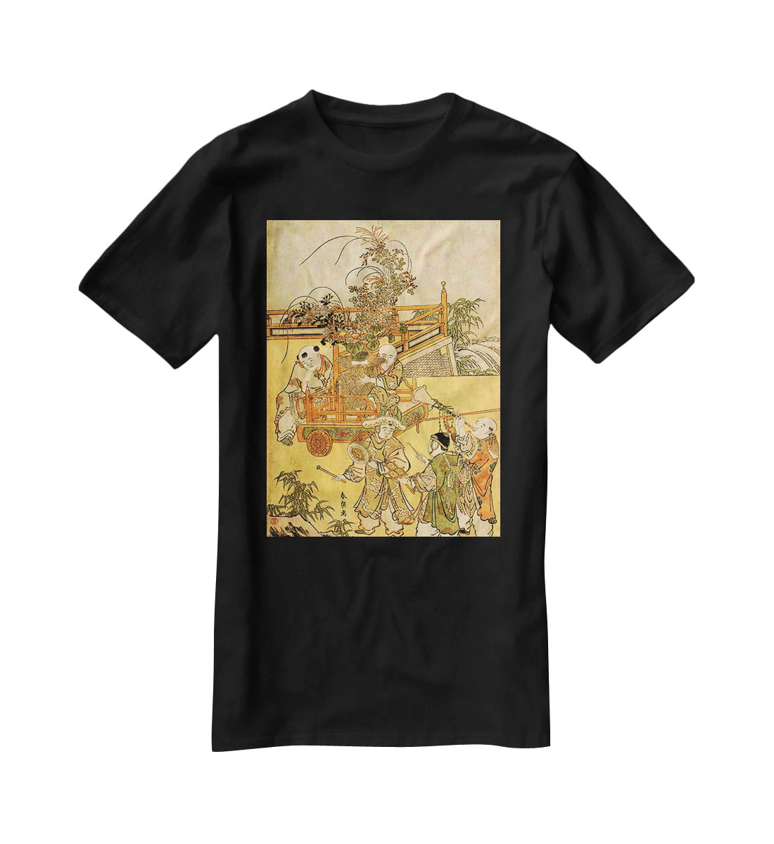Chinese children by Hokusai T-Shirt - Canvas Art Rocks - 1