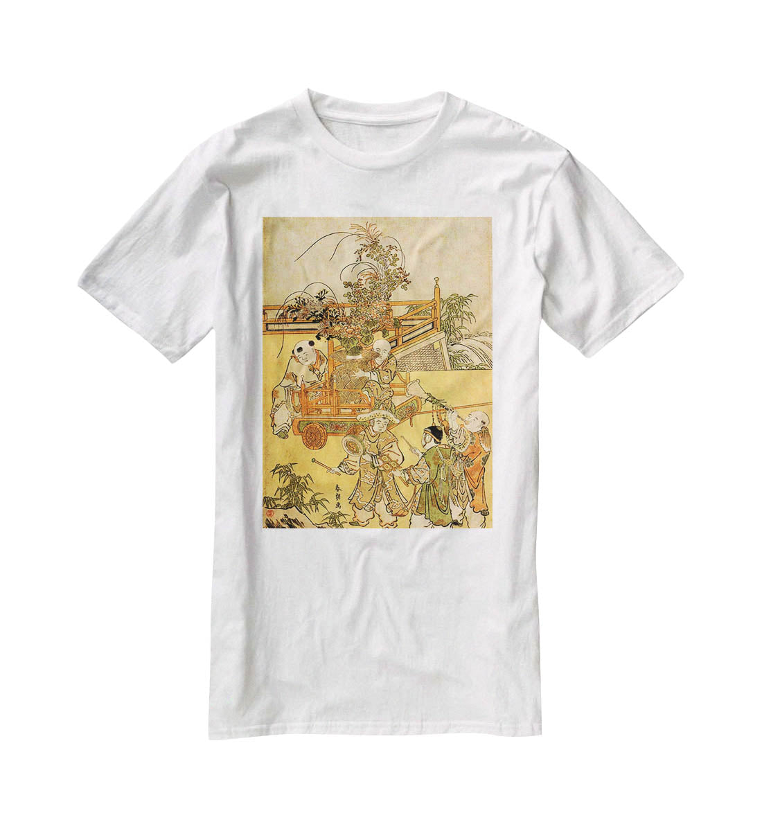 Chinese children by Hokusai T-Shirt - Canvas Art Rocks - 5