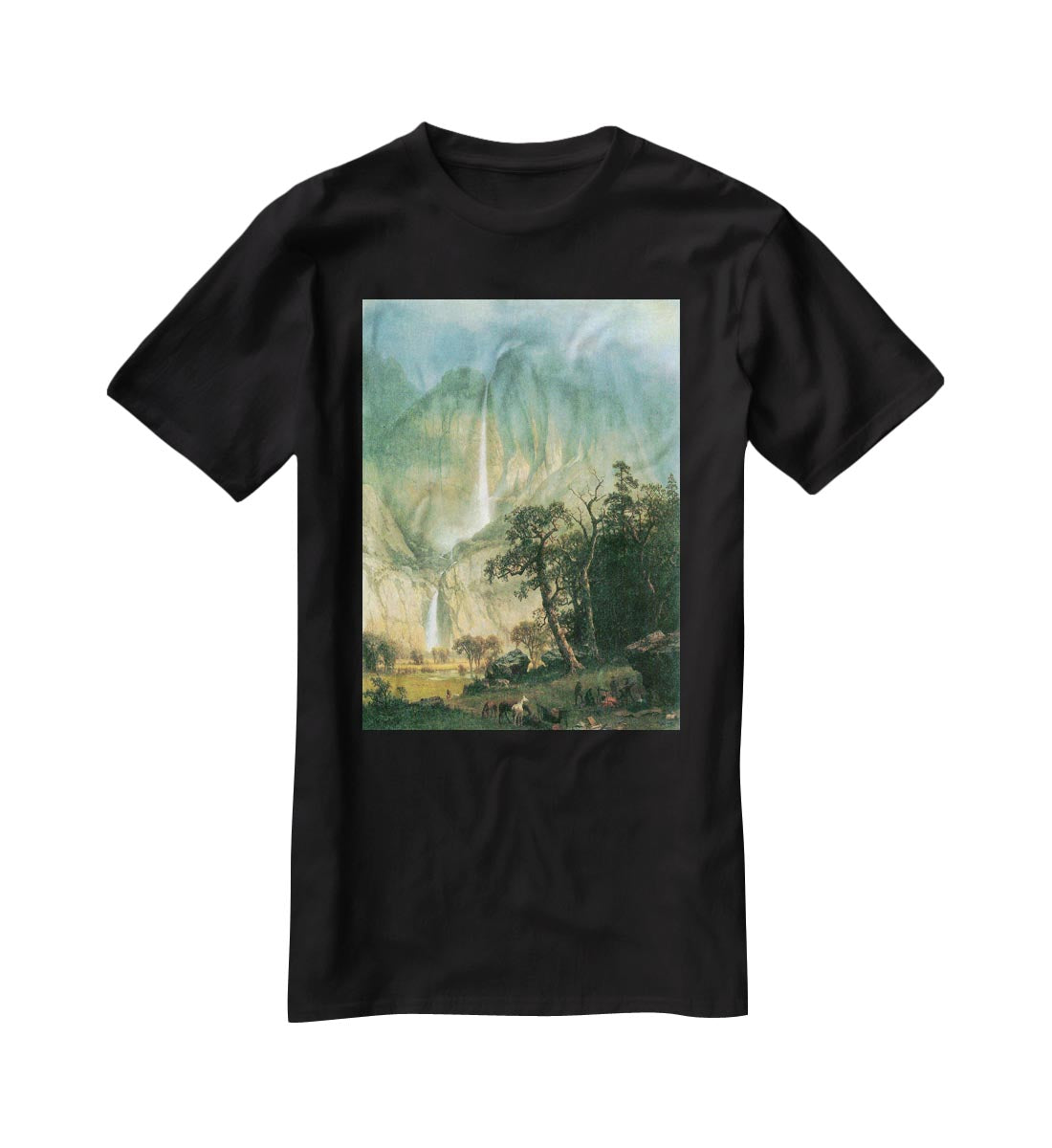 Cho-Looke Yosemite Watterfall by Bierstadt T-Shirt - Canvas Art Rocks - 1