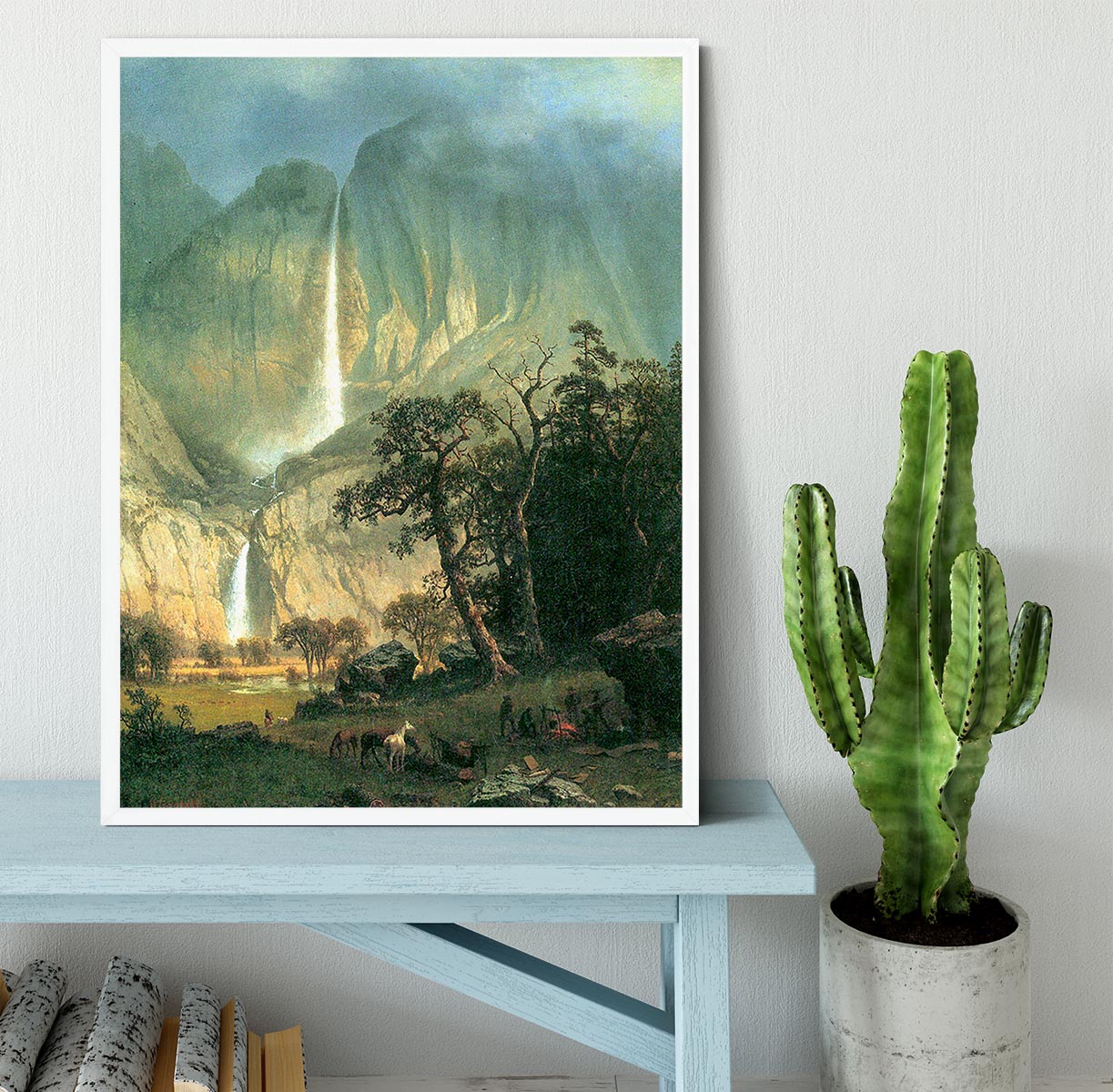 Cho-Looke Yosemite Watterfall by Bierstadt Framed Print - Canvas Art Rocks -6