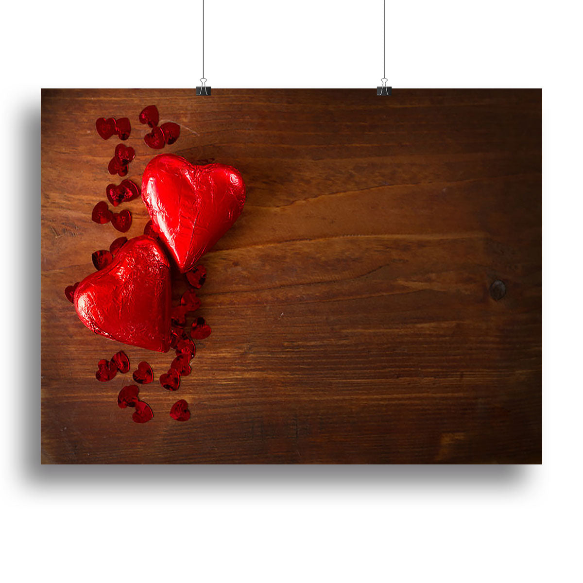 Chocolate hearts on wooden board Canvas Print or Poster - Canvas Art Rocks - 2
