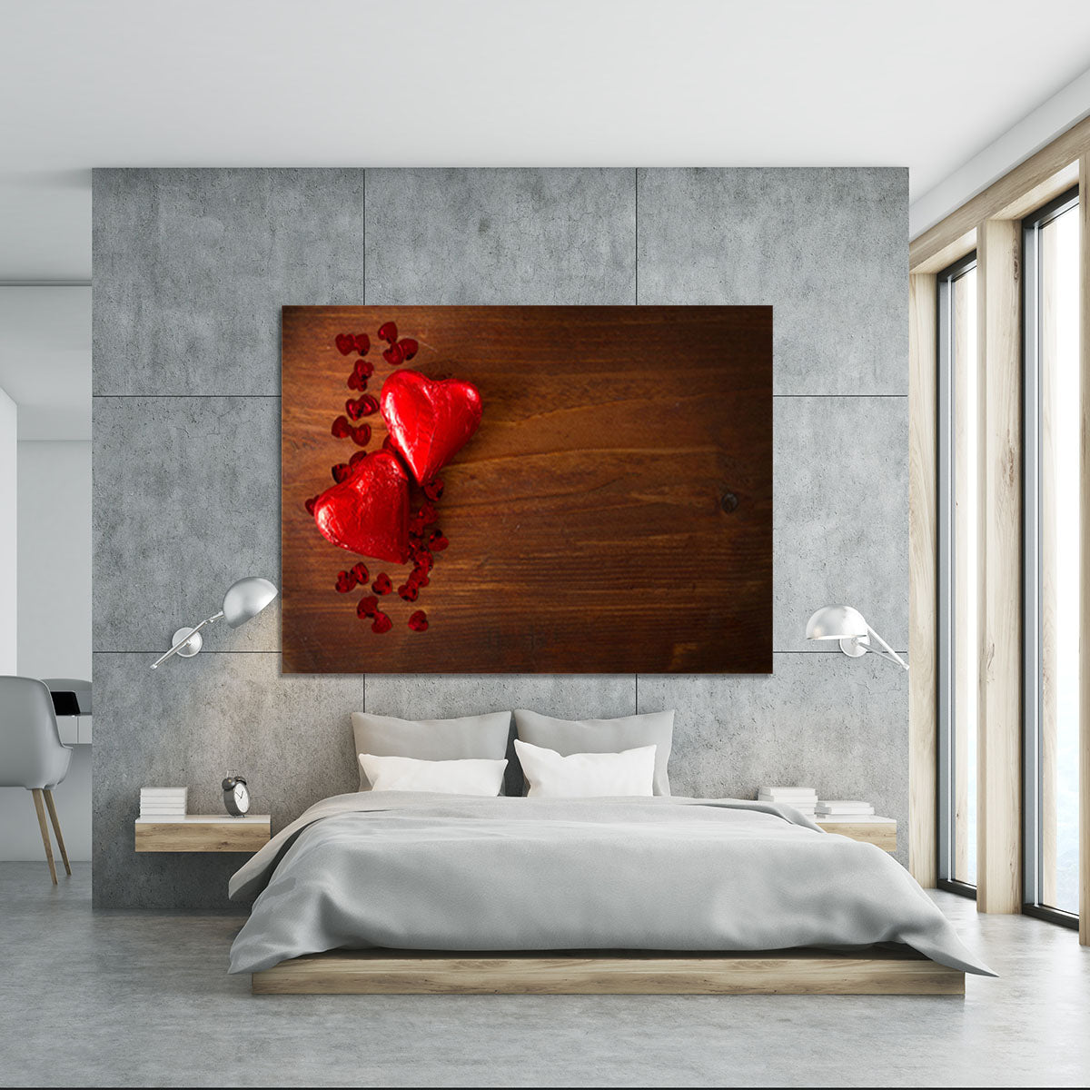 Chocolate hearts on wooden board Canvas Print or Poster - Canvas Art Rocks - 5