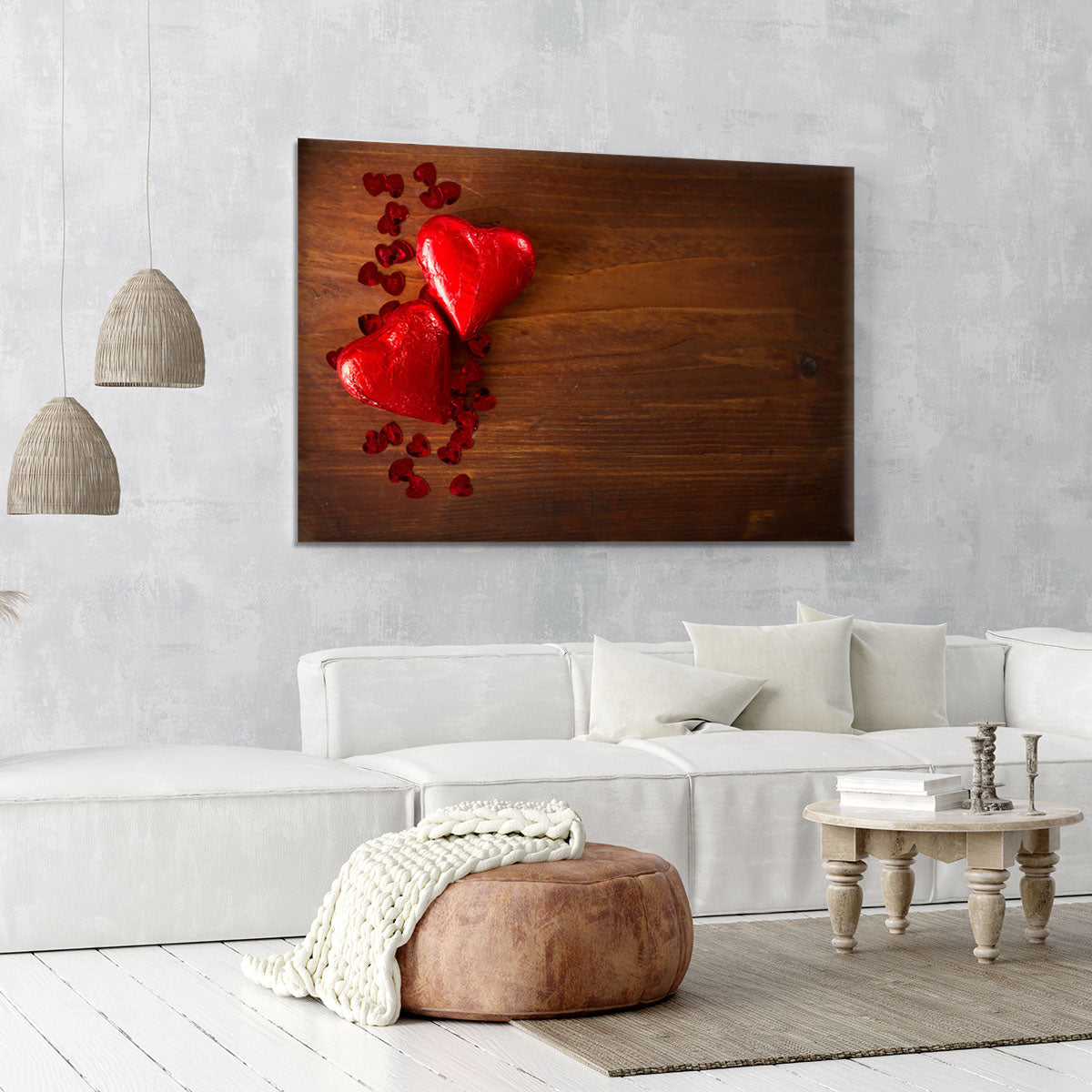 Chocolate hearts on wooden board Canvas Print or Poster - Canvas Art Rocks - 6