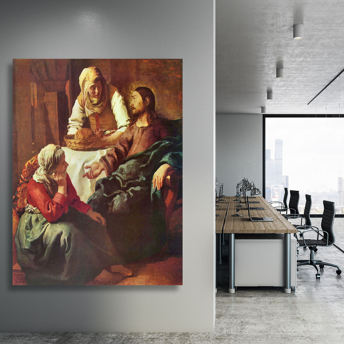 Christ with Mary and Martha by Vermeer Canvas Print or Poster - Canvas Art Rocks - 3