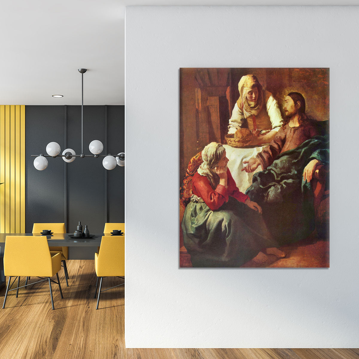 Christ with Mary and Martha by Vermeer Canvas Print or Poster - Canvas Art Rocks - 4