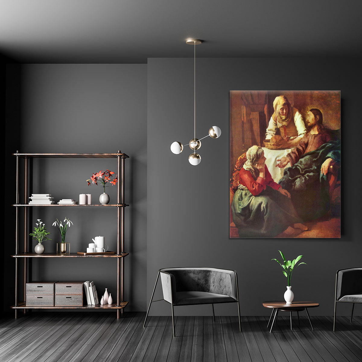 Christ with Mary and Martha by Vermeer Canvas Print or Poster - Canvas Art Rocks - 5