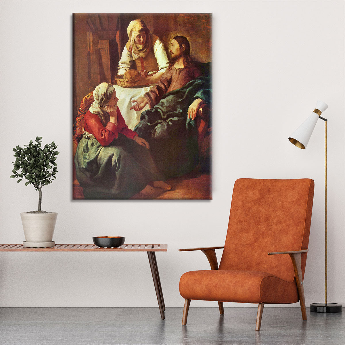 Christ with Mary and Martha by Vermeer Canvas Print or Poster - Canvas Art Rocks - 6