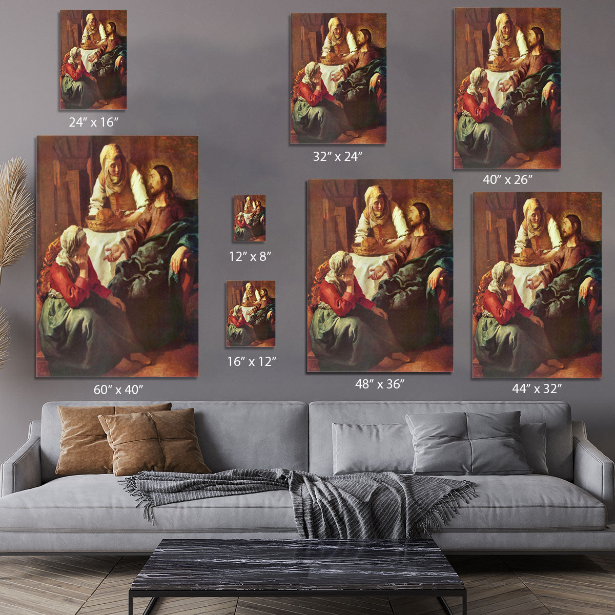 Christ with Mary and Martha by Vermeer Canvas Print or Poster - Canvas Art Rocks - 7