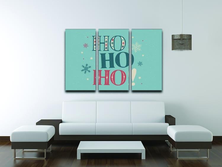 Christmas Retro Ho Ho Ho 3 Split Panel Canvas Print - Canvas Art Rocks - 3