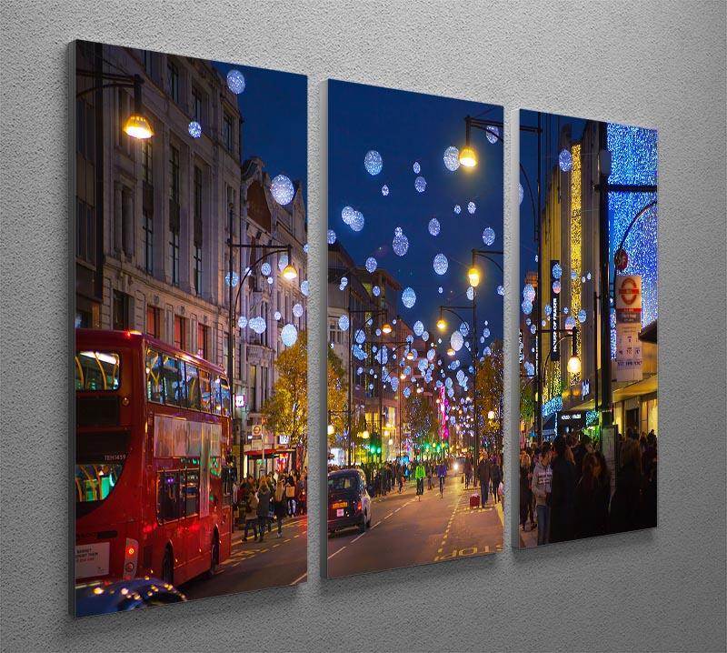 Christmas lights on Oxford street 3 Split Panel Canvas Print - Canvas Art Rocks - 2