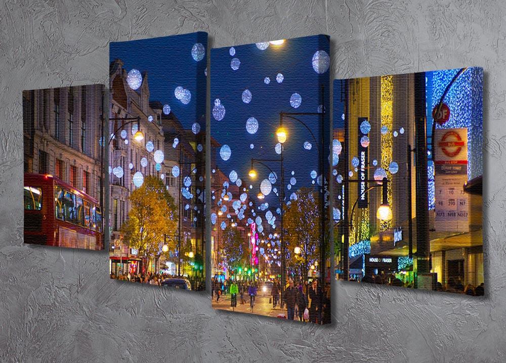 Christmas lights on Oxford street 4 Split Panel Canvas  - Canvas Art Rocks - 2