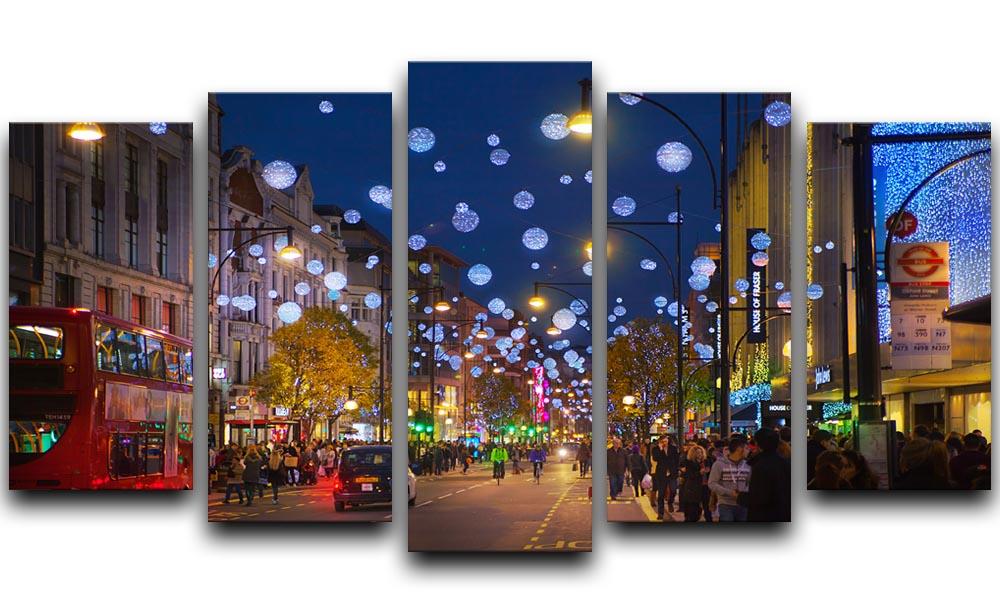Christmas lights on Oxford street 5 Split Panel Canvas  - Canvas Art Rocks - 1