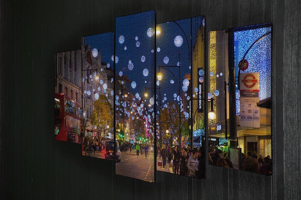 Christmas lights on Oxford street 5 Split Panel Canvas  - Canvas Art Rocks - 2