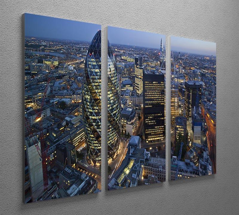 City of London lit up at night 3 Split Panel Canvas Print - Canvas Art Rocks - 2