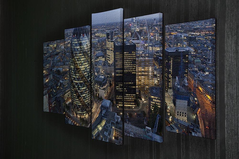 City of London lit up at night 5 Split Panel Canvas  - Canvas Art Rocks - 2