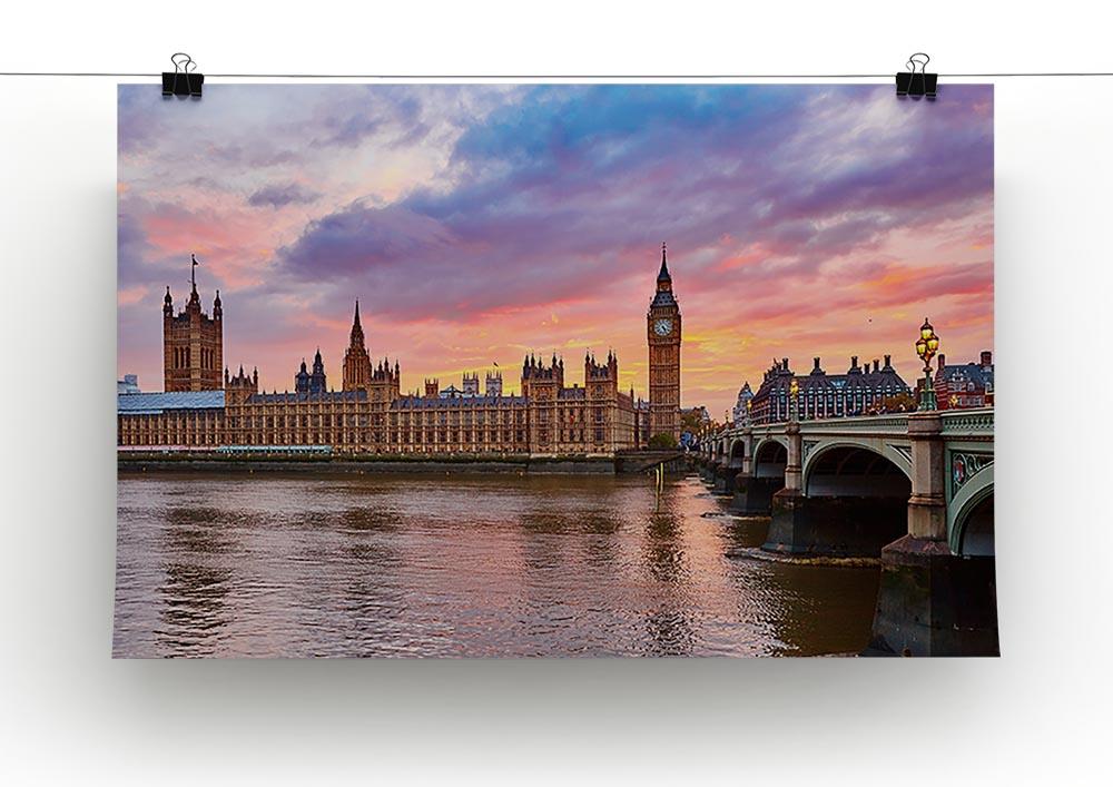 Cityscape of Big Ben and Westminster Bridge Canvas Print or Poster - Canvas Art Rocks - 2