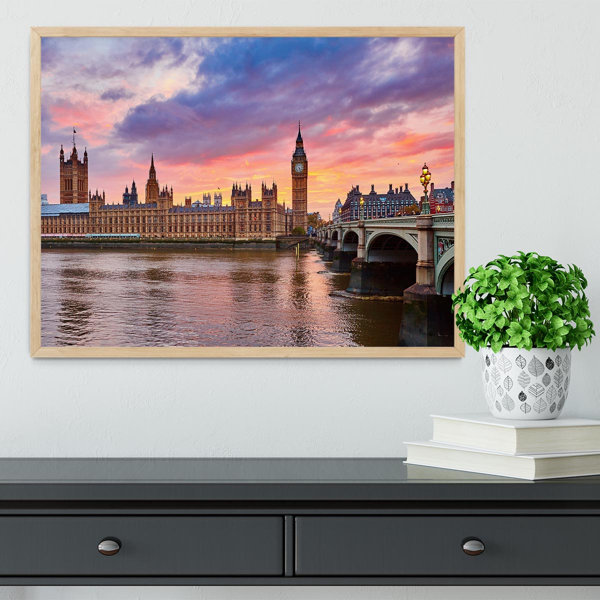 Cityscape of Big Ben and Westminster Bridge Framed Print - Canvas Art Rocks - 4