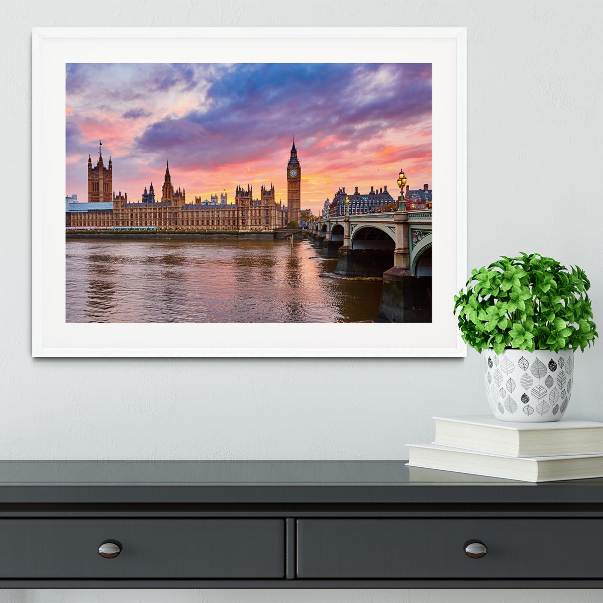 Cityscape of Big Ben and Westminster Bridge Framed Print - Canvas Art Rocks - 5