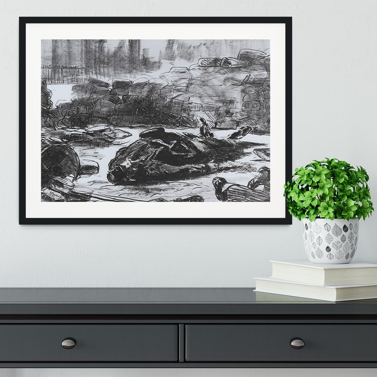 Civil war by Manet Framed Print - Canvas Art Rocks - 1