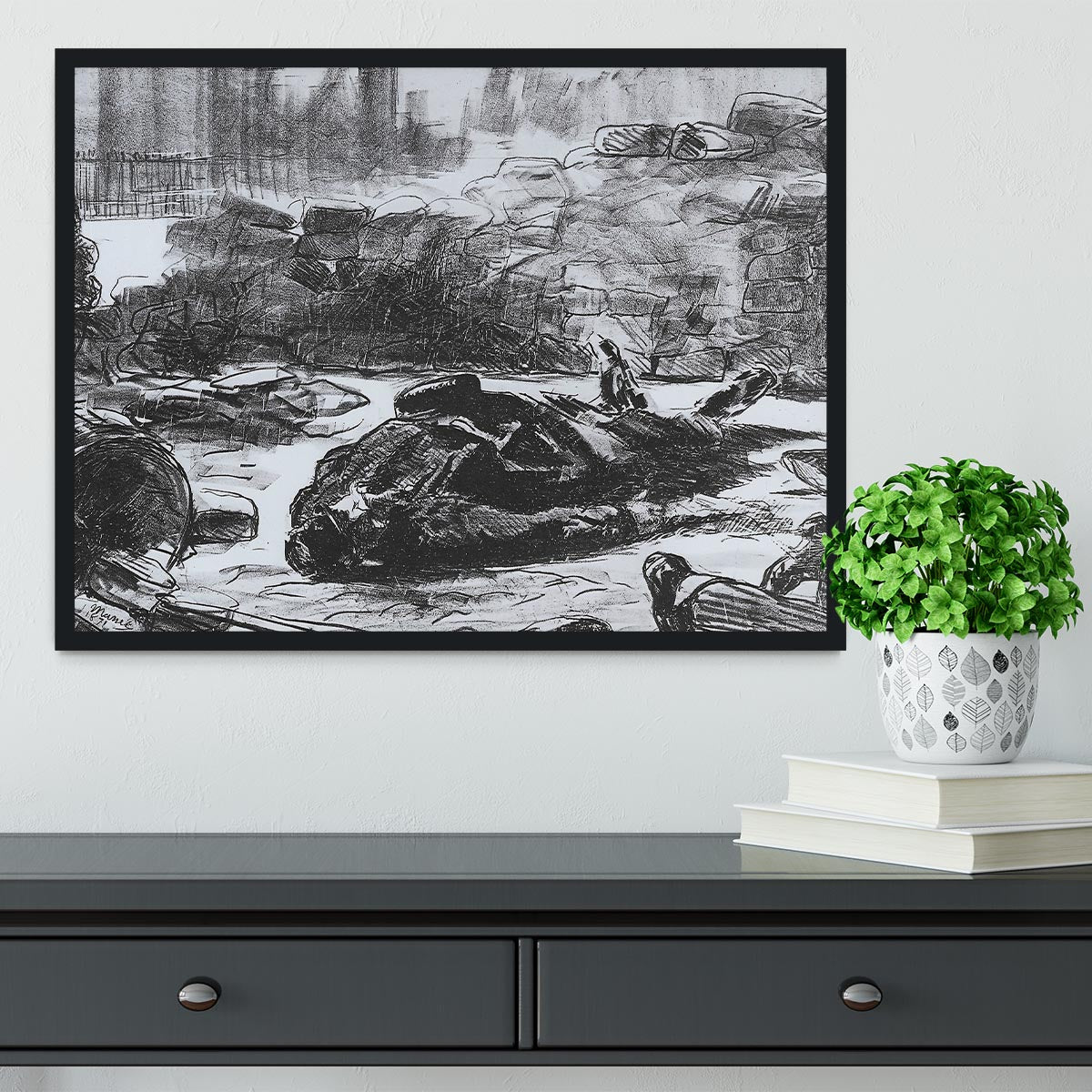 Civil war by Manet Framed Print - Canvas Art Rocks - 2