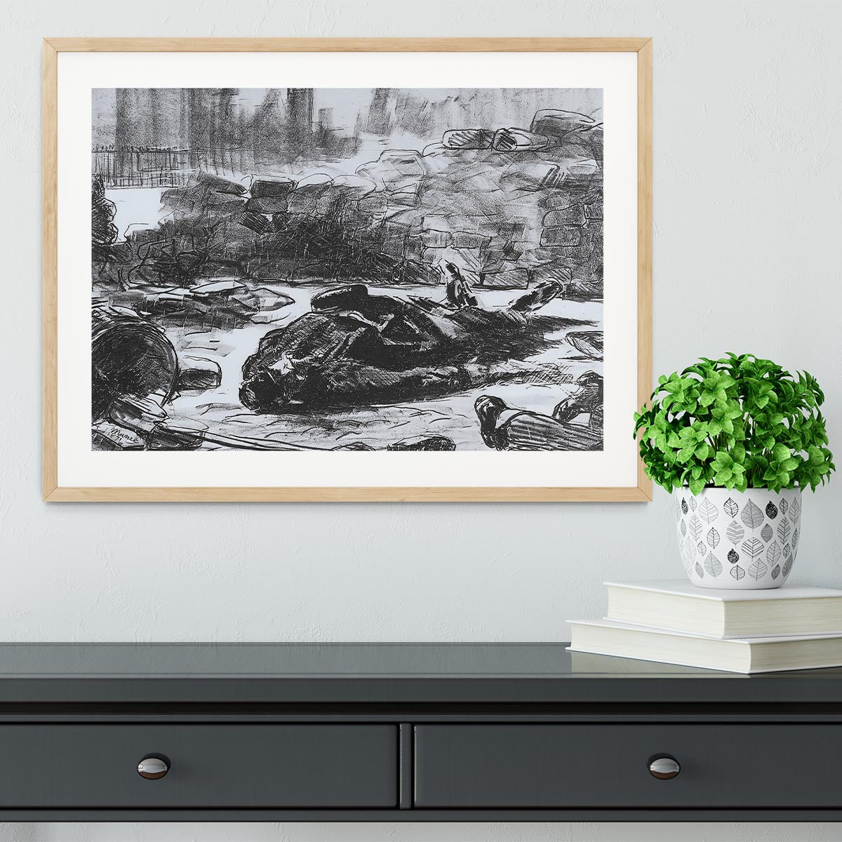 Civil war by Manet Framed Print - Canvas Art Rocks - 3