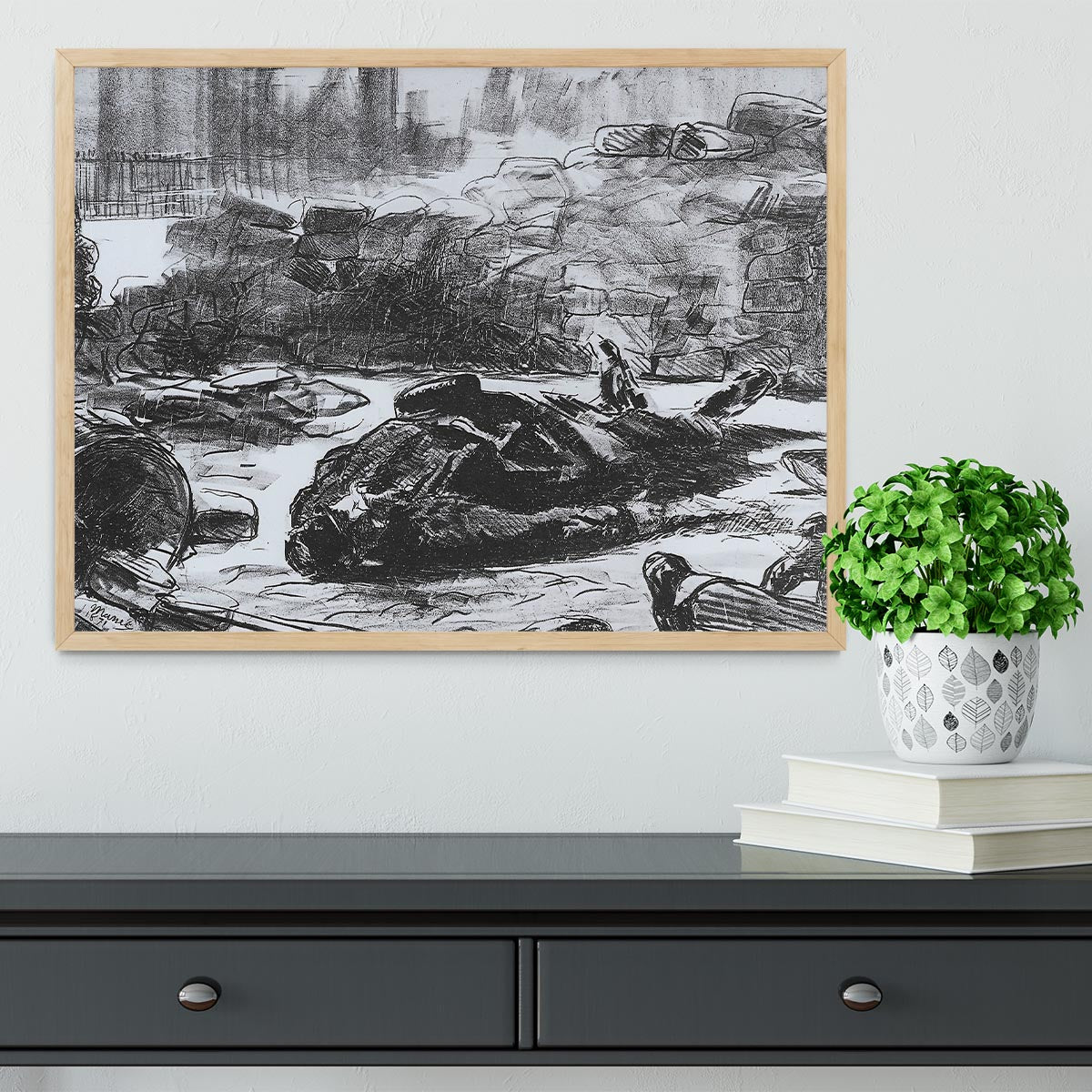 Civil war by Manet Framed Print - Canvas Art Rocks - 4