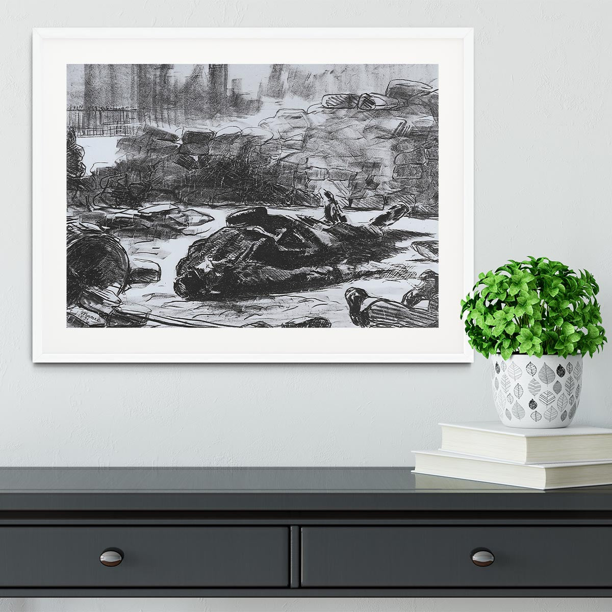 Civil war by Manet Framed Print - Canvas Art Rocks - 5