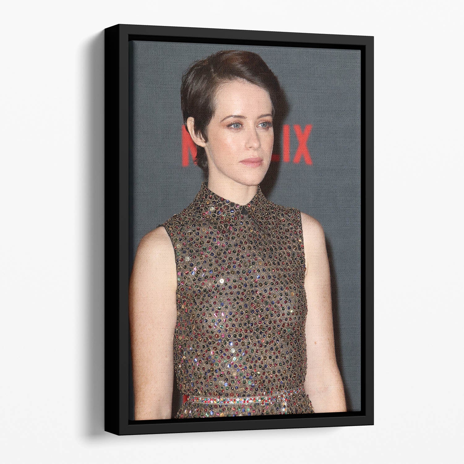 Claire Foy without a Crown Floating Framed Canvas