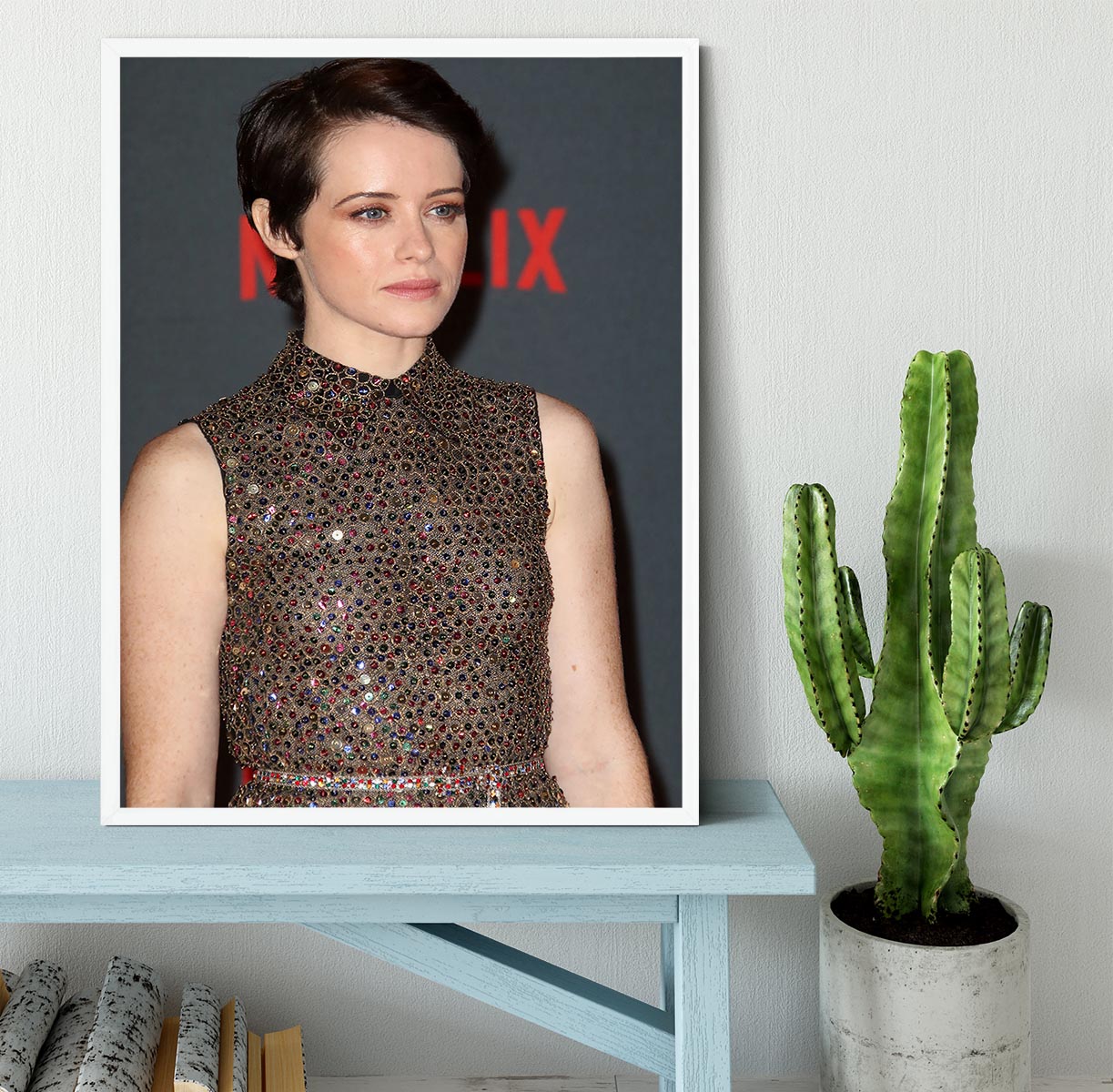 Claire Foy without a Crown Framed Print - Canvas Art Rocks -6
