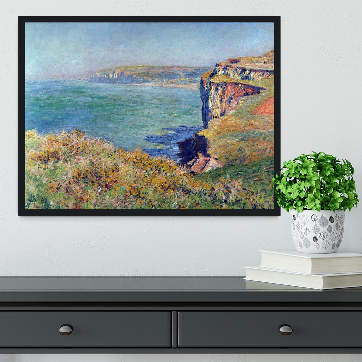 Cliffs at Varengeville by Monet Framed Print - Canvas Art Rocks - 2
