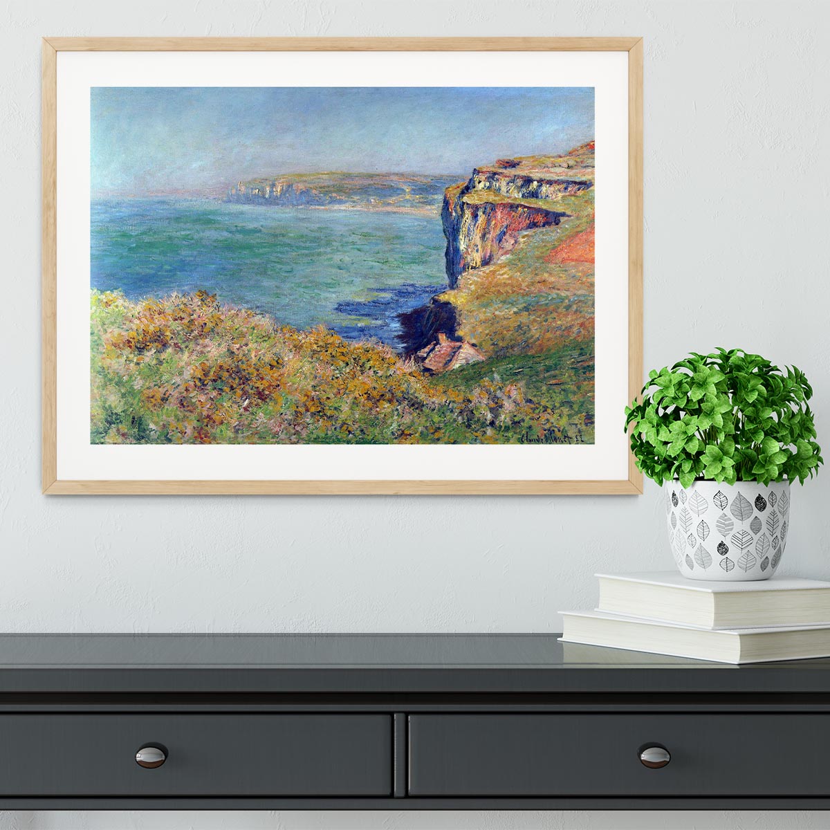 Cliffs at Varengeville by Monet Framed Print - Canvas Art Rocks - 3