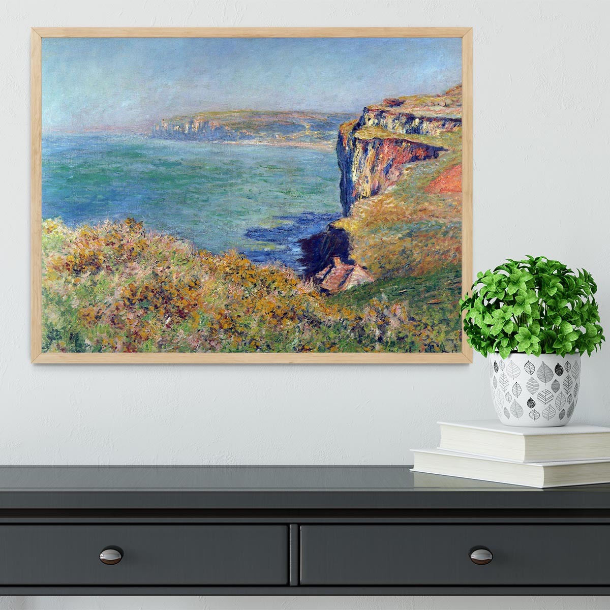 Cliffs at Varengeville by Monet Framed Print - Canvas Art Rocks - 4