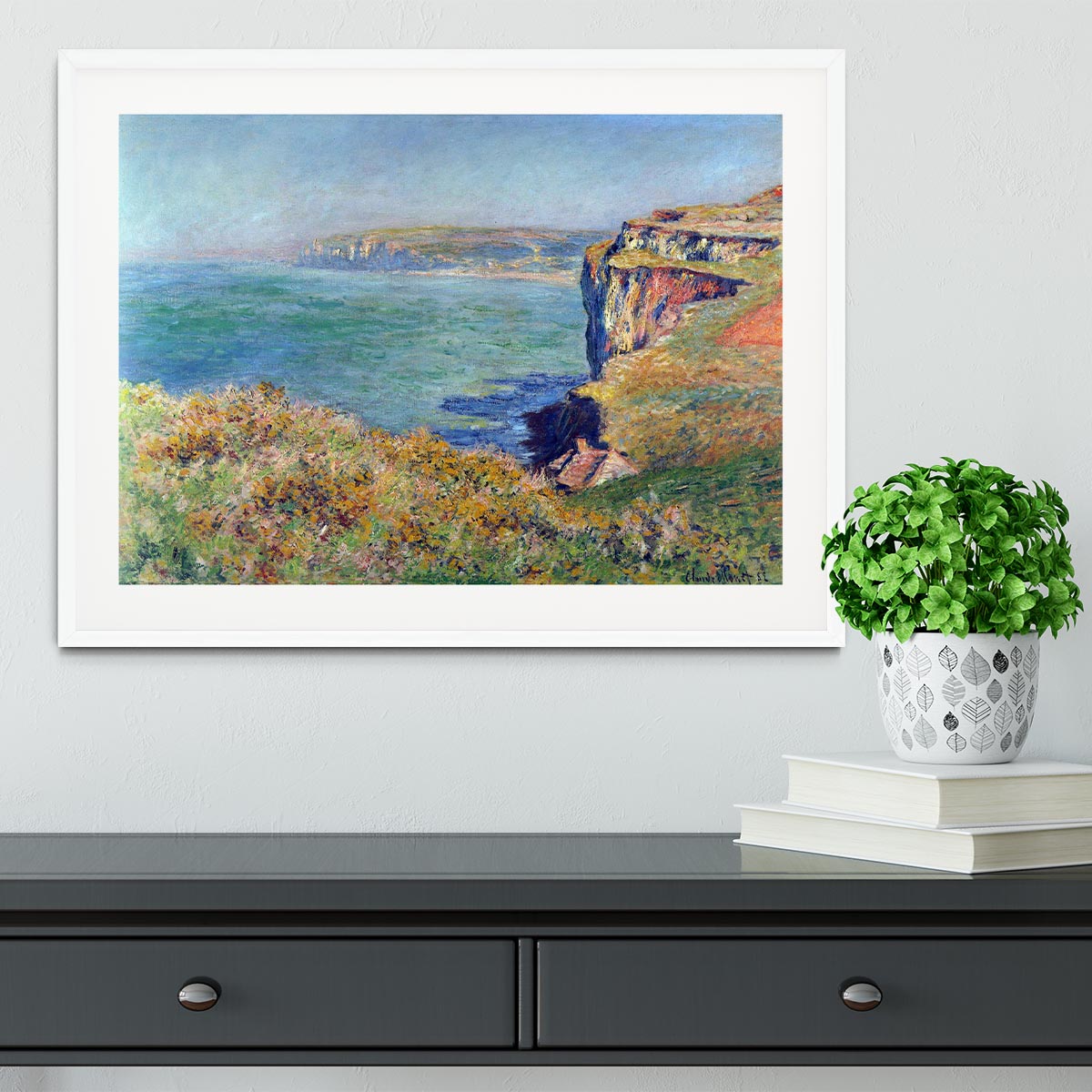 Cliffs at Varengeville by Monet Framed Print - Canvas Art Rocks - 5