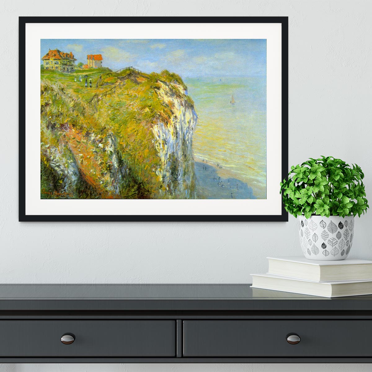 Cliffs by Monet Framed Print - Canvas Art Rocks - 1