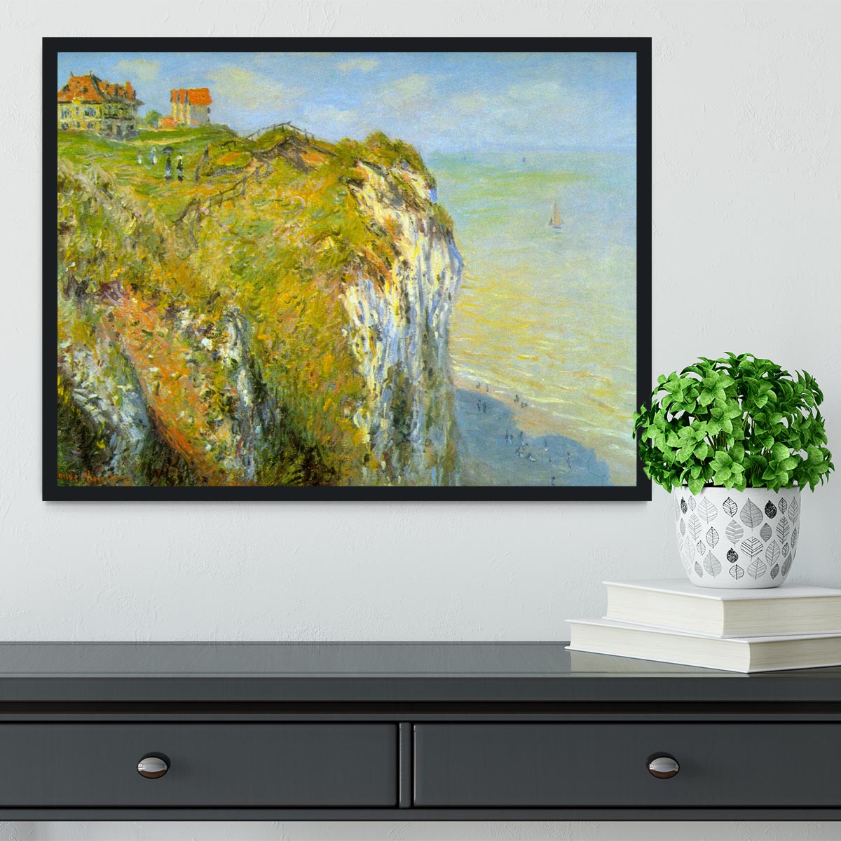 Cliffs by Monet Framed Print - Canvas Art Rocks - 2
