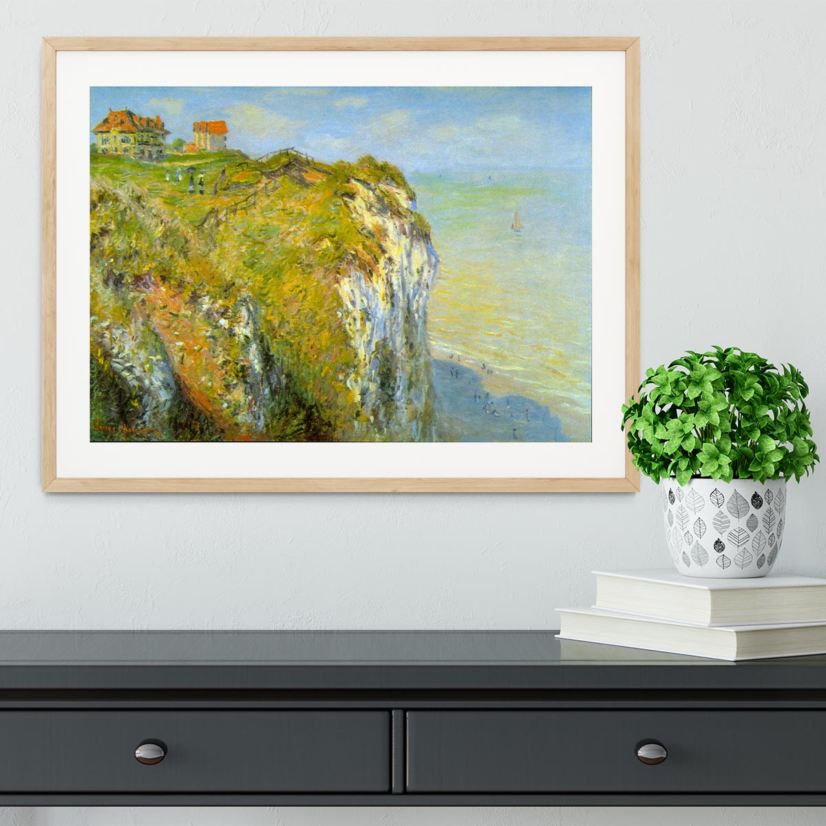 Cliffs by Monet Framed Print - Canvas Art Rocks - 3