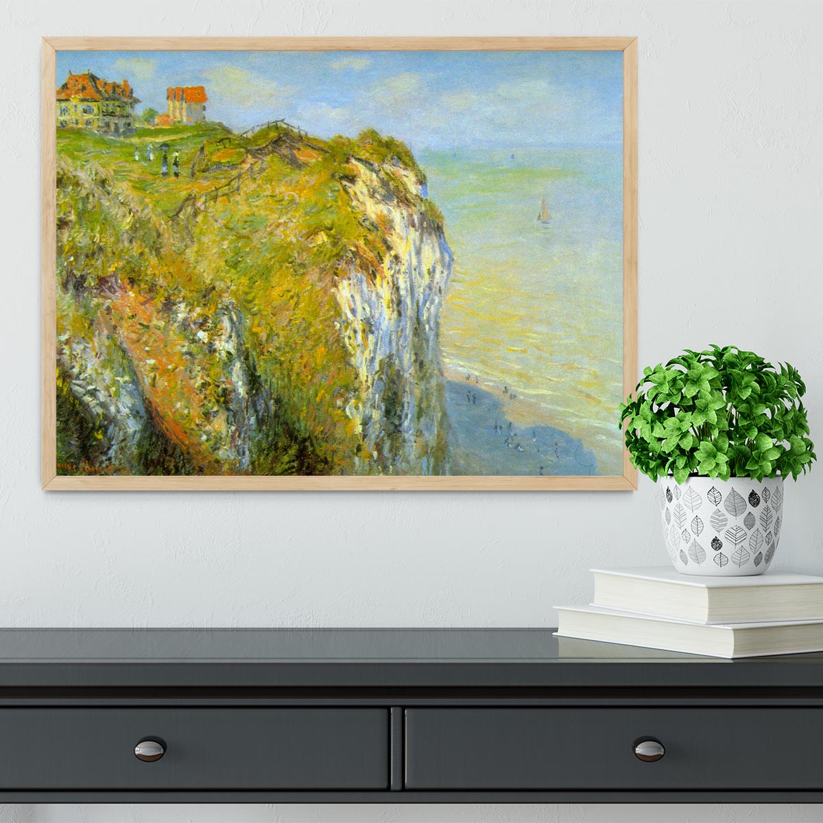 Cliffs by Monet Framed Print - Canvas Art Rocks - 4