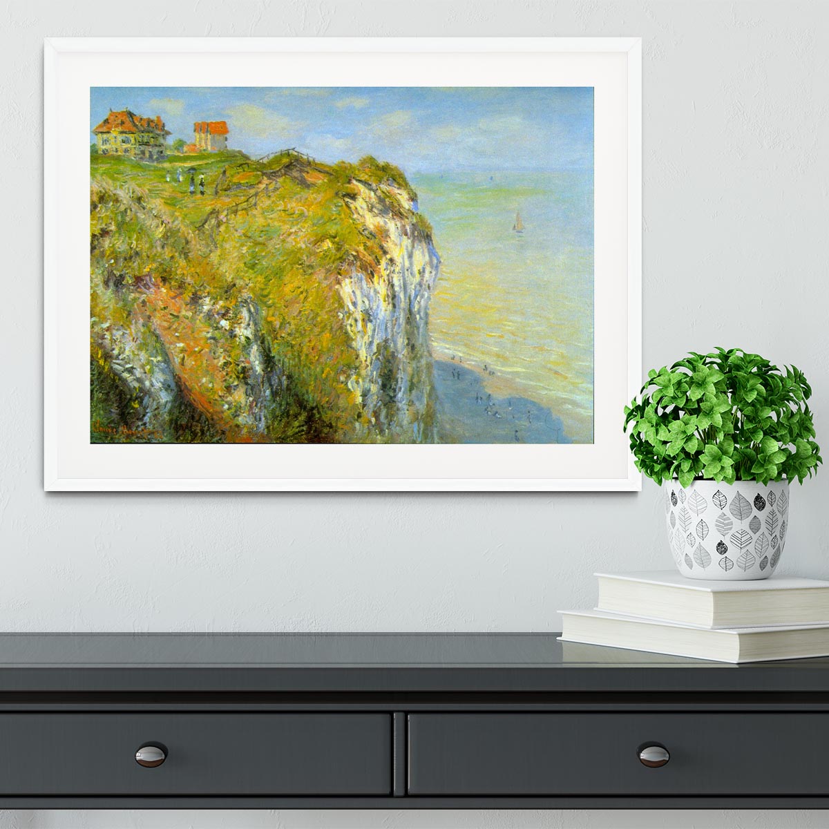Cliffs by Monet Framed Print - Canvas Art Rocks - 5