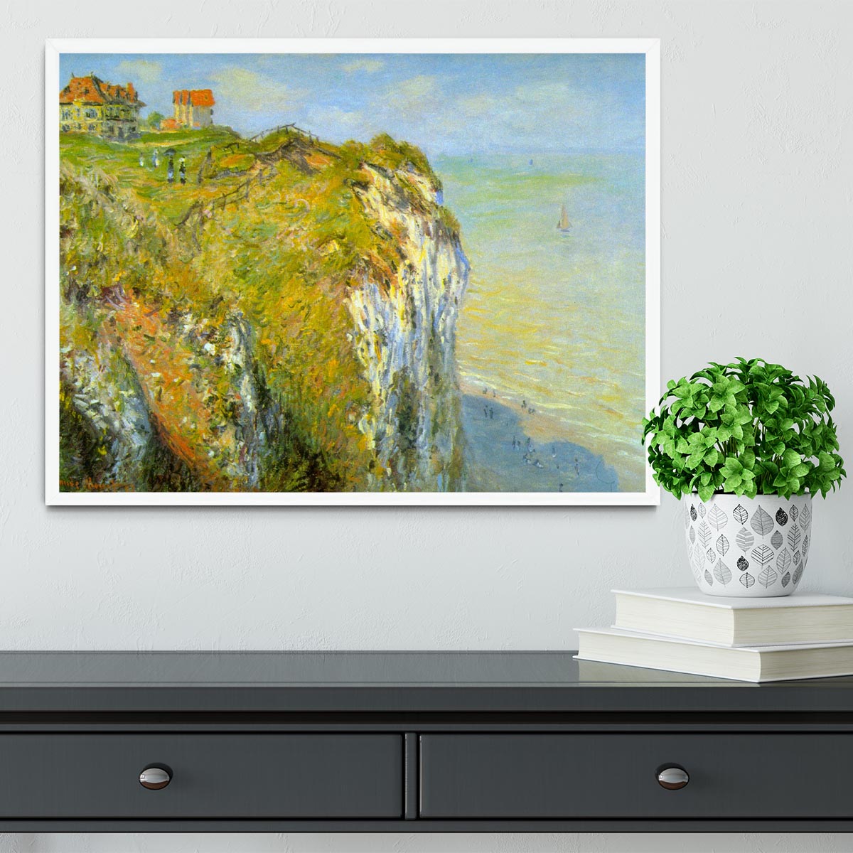 Cliffs by Monet Framed Print - Canvas Art Rocks -6