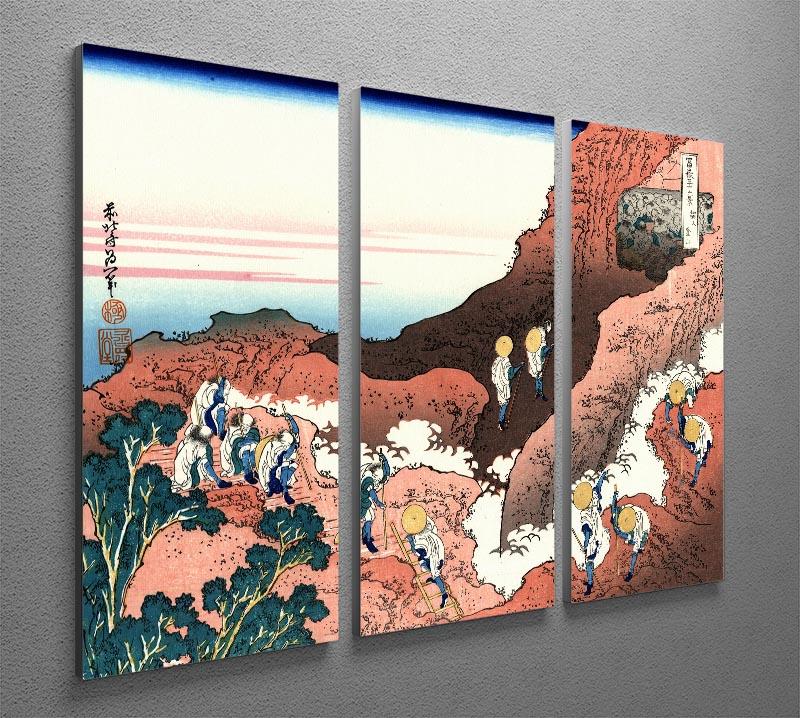 Climbing on Mt. Fuji by Hokusai 3 Split Panel Canvas Print - Canvas Art Rocks - 2