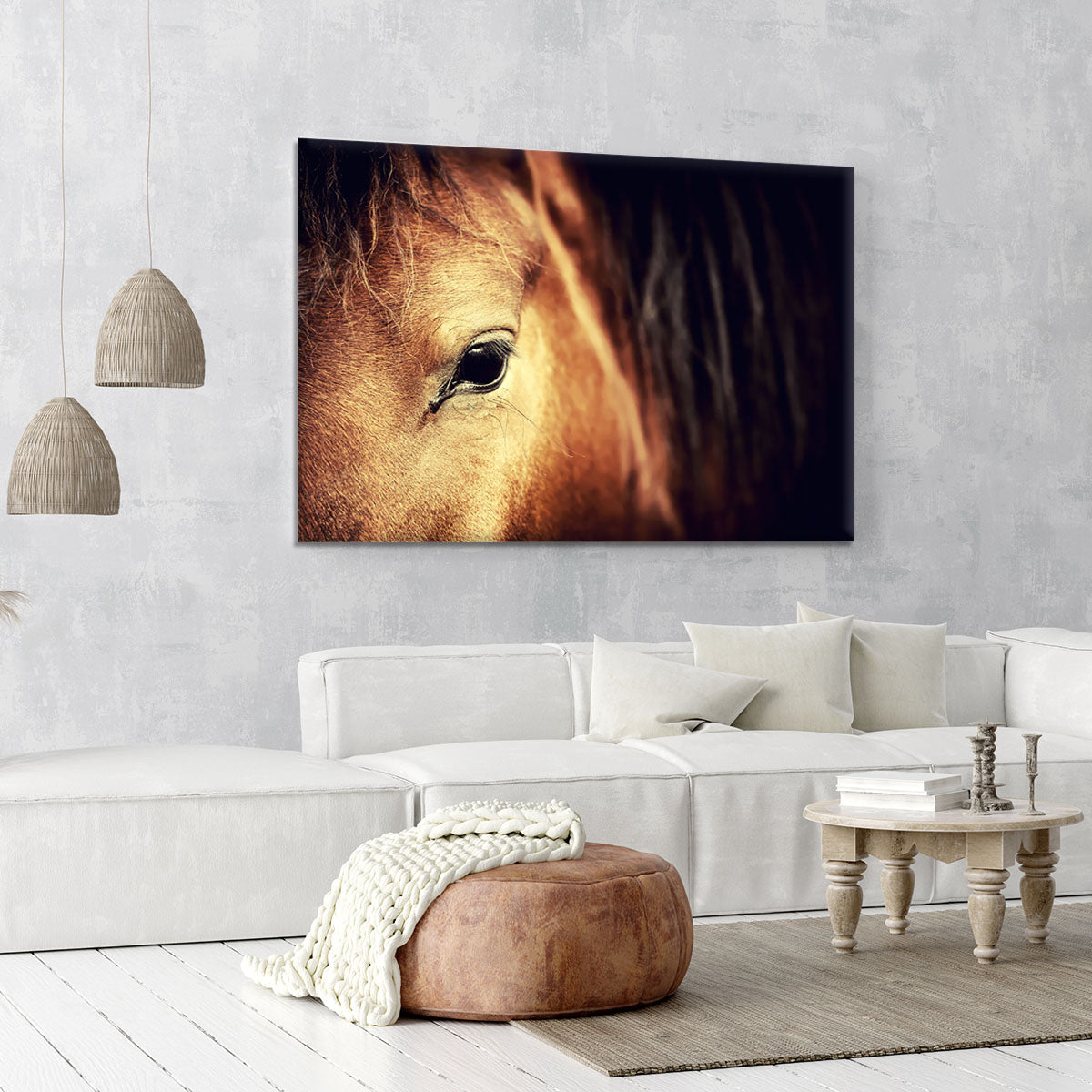 Close-up eye of Arabian bay horse on dark Canvas Print or Poster - Canvas Art Rocks - 6