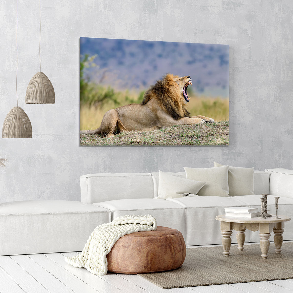 Close lion in National park of Kenya Canvas Print or Poster - Canvas Art Rocks - 6