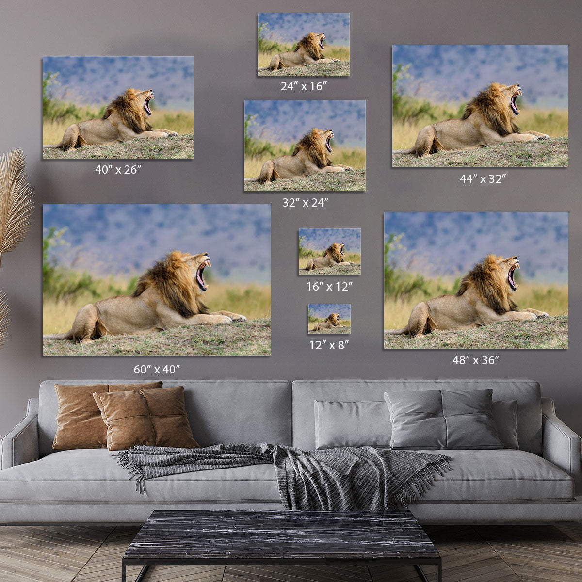 Close lion in National park of Kenya Canvas Print or Poster - Canvas Art Rocks - 7