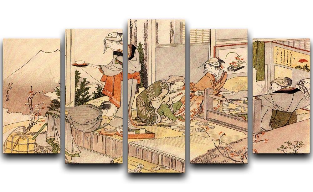 Close to mount Fuji by Hokusai 5 Split Panel Canvas  - Canvas Art Rocks - 1