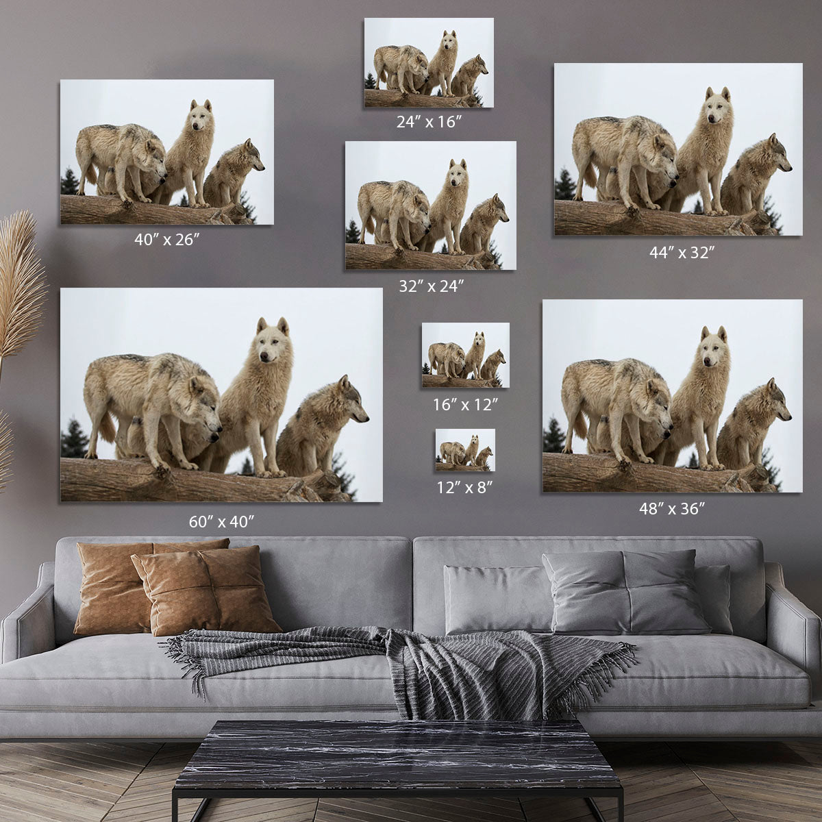 Close up image of a grey wolf pack Canvas Print or Poster - Canvas Art Rocks - 7