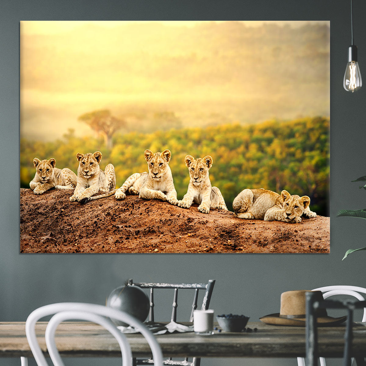 Close up of lion cubs laying together Canvas Print or Poster - Canvas Art Rocks - 3