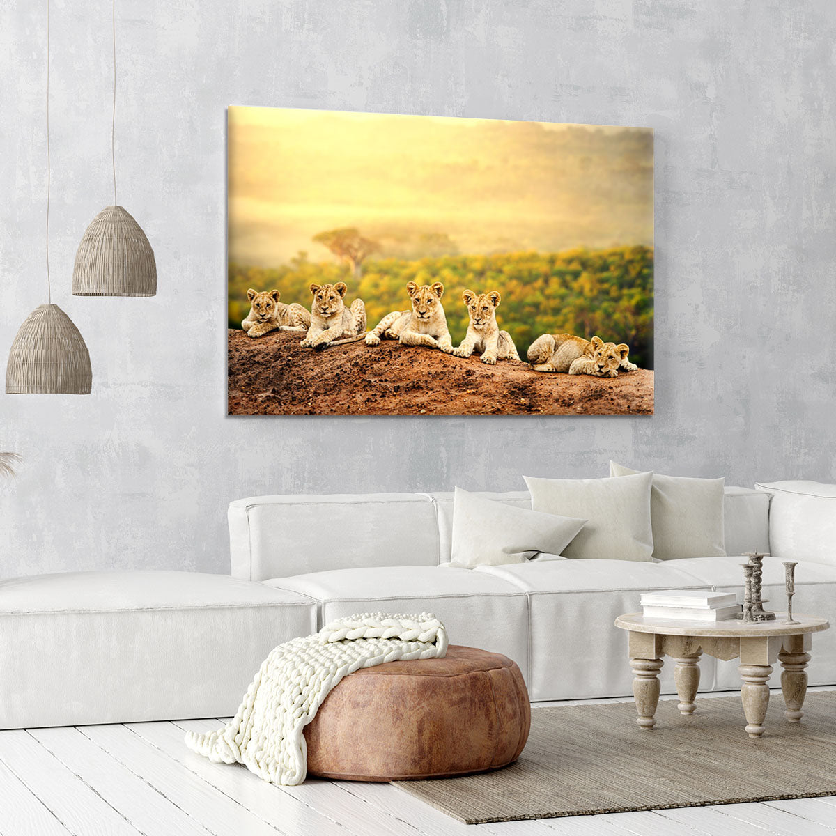 Close up of lion cubs laying together Canvas Print or Poster - Canvas Art Rocks - 6