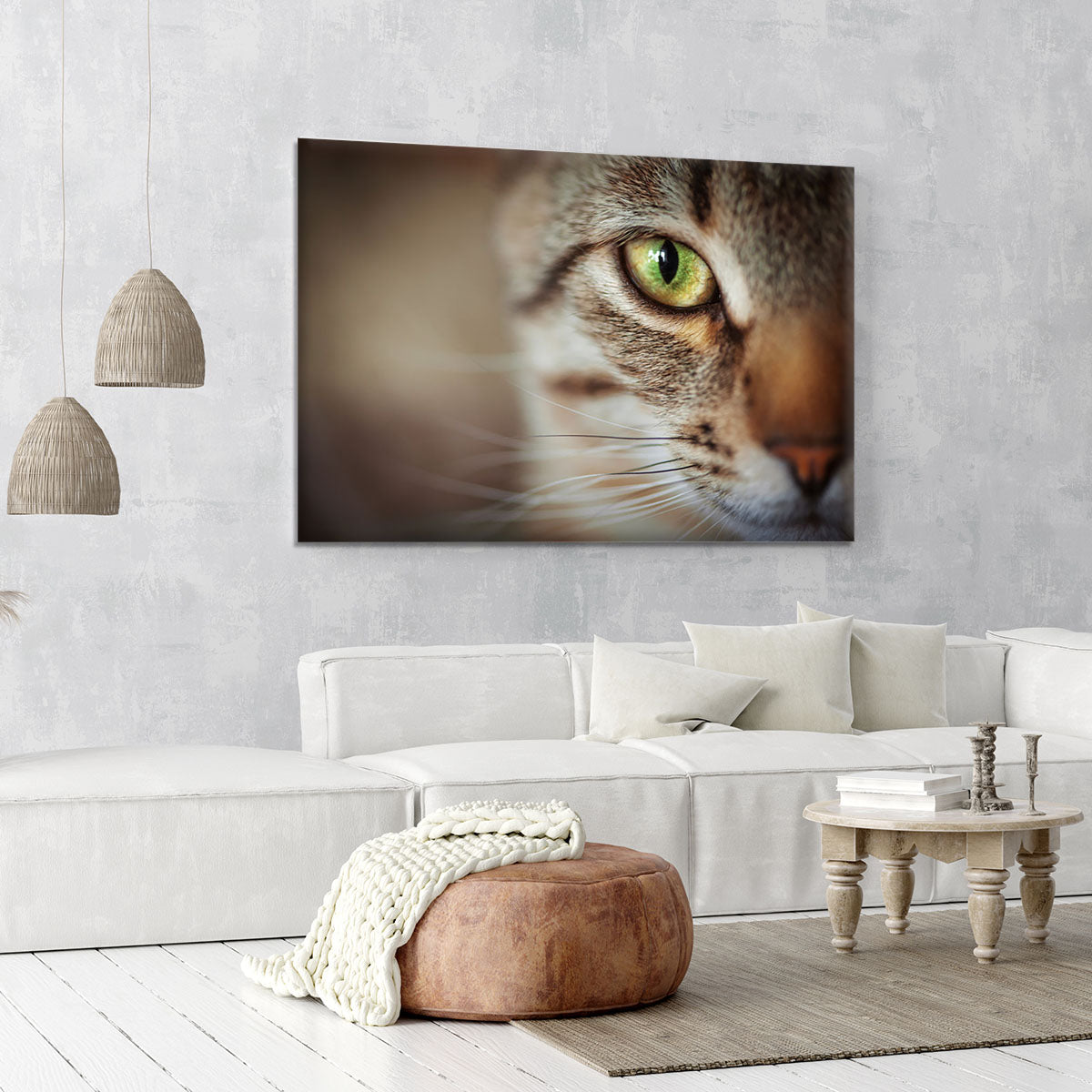 Closeup of tabby cat face. Fauna background Canvas Print or Poster - Canvas Art Rocks - 6