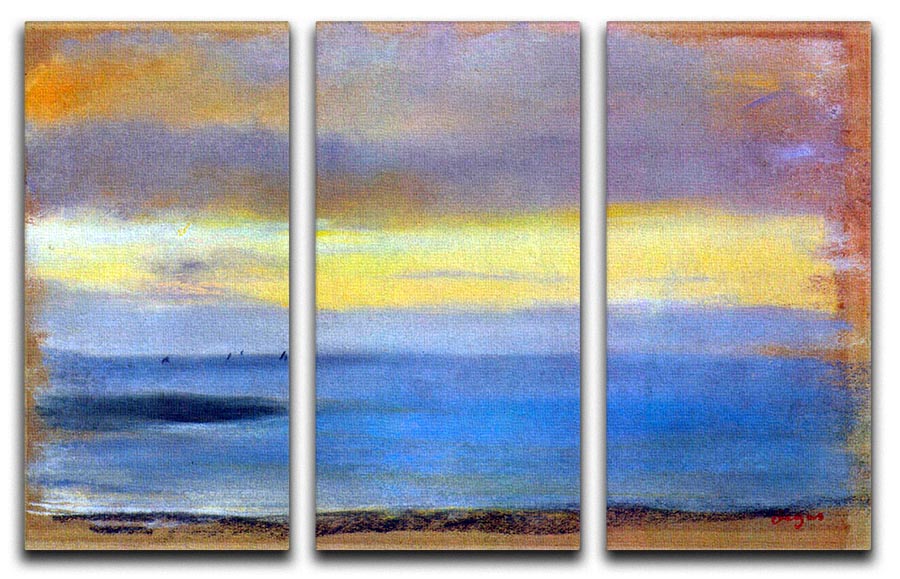 Coastal strip at sunset by Degas 3 Split Panel Canvas Print - Canvas Art Rocks - 1